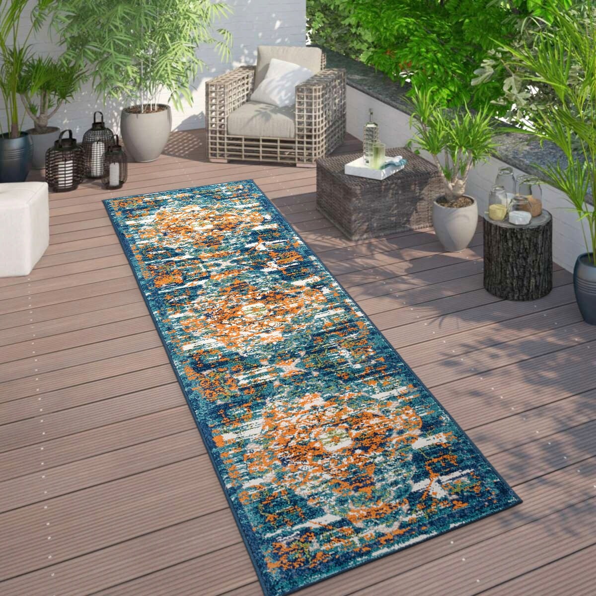 Tapis traditionnel d'intérieur/extérieur vieilli World Rug Gallery