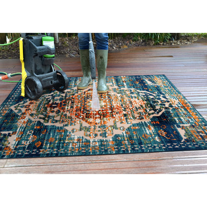 Tapis traditionnel d'intérieur/extérieur vieilli World Rug Gallery