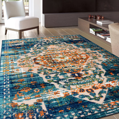 Tapis traditionnel d'intérieur/extérieur vieilli World Rug Gallery