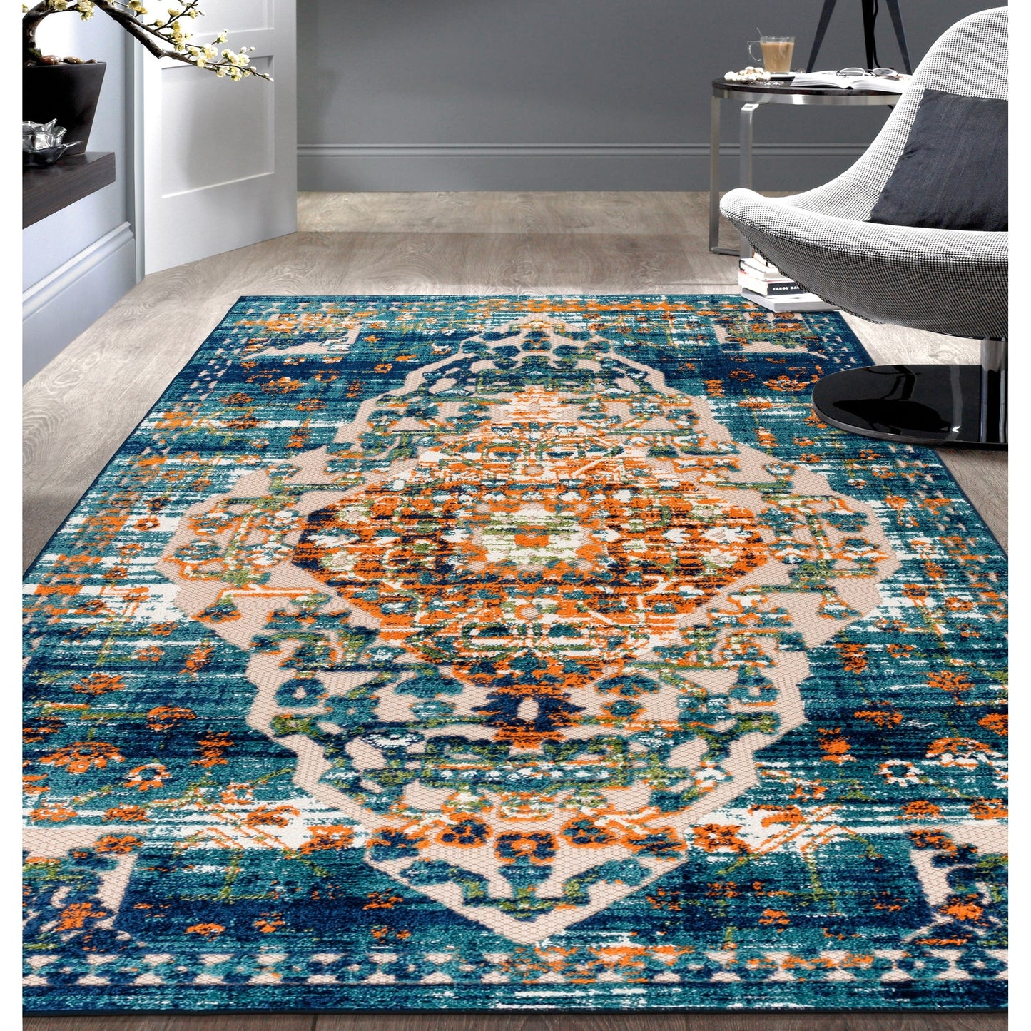 Tapis traditionnel d'intérieur/extérieur vieilli World Rug Gallery