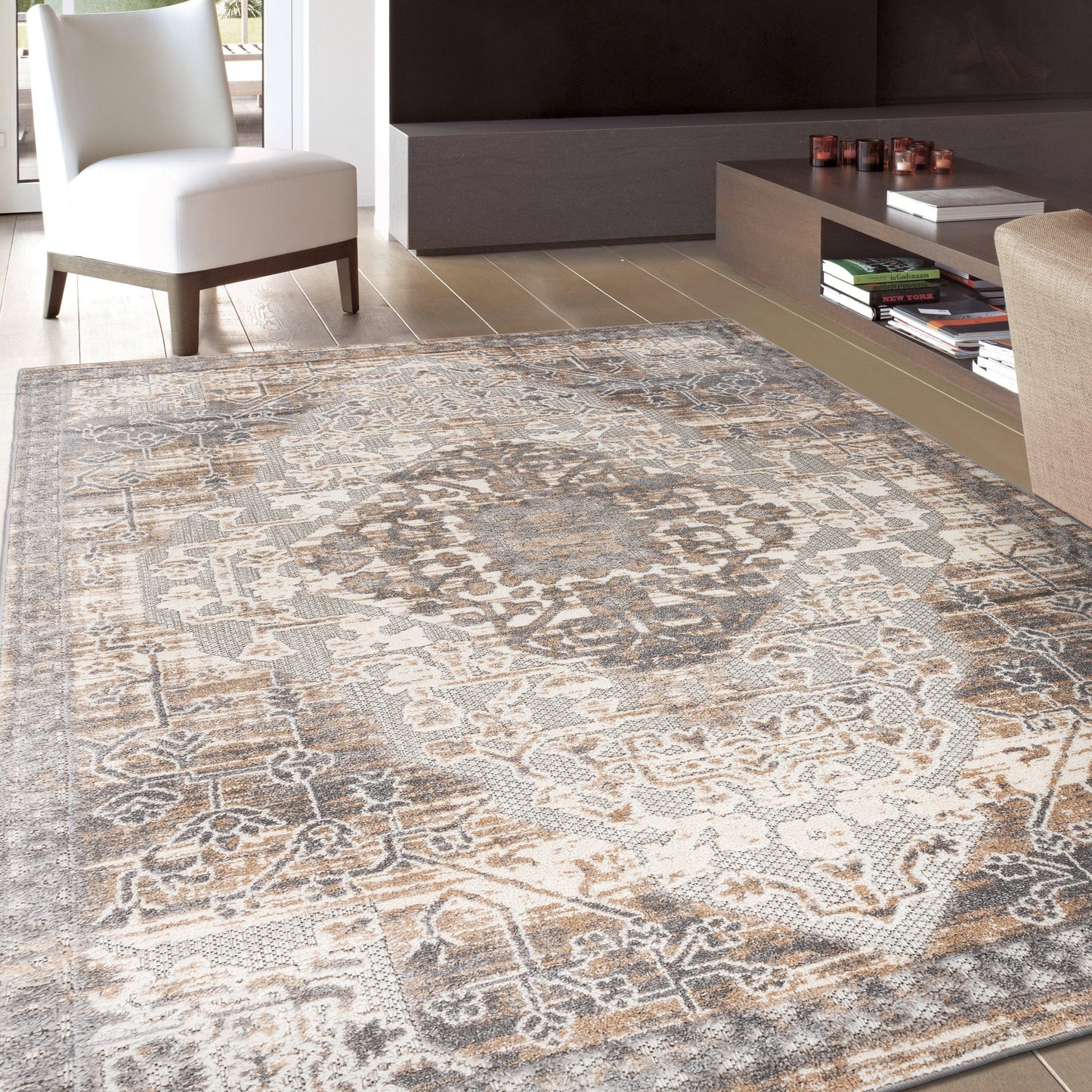 Tapis traditionnel d'intérieur/extérieur vieilli World Rug Gallery