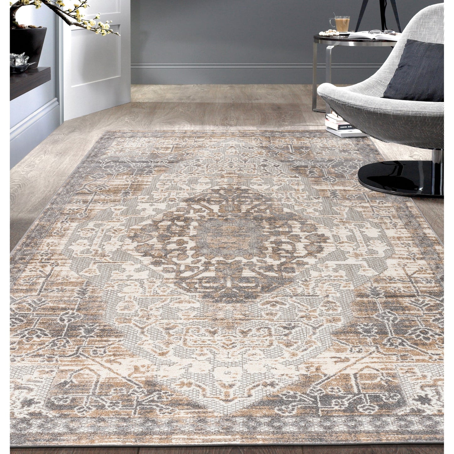 Tapis traditionnel d'intérieur/extérieur vieilli World Rug Gallery