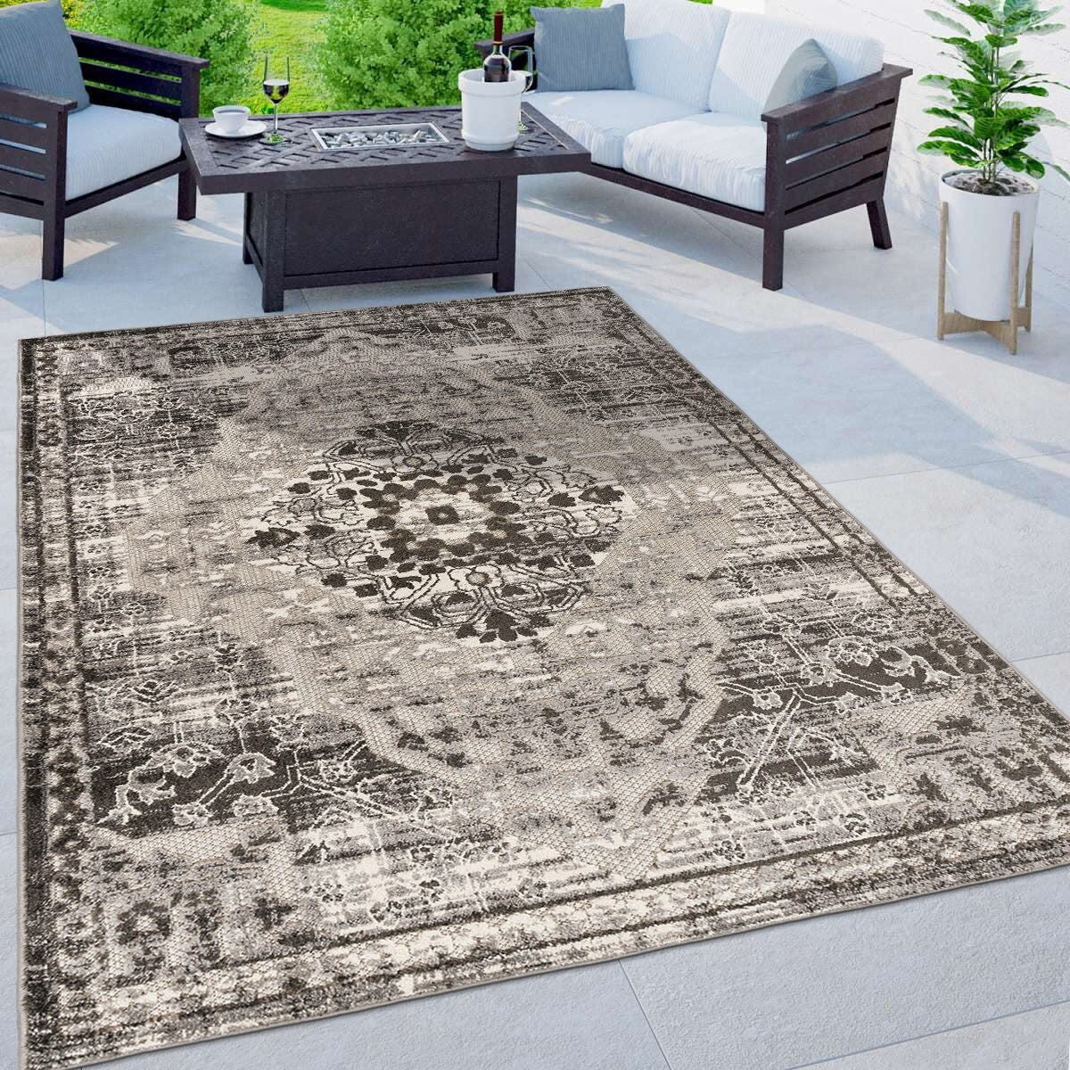 Tapis traditionnel d'intérieur/extérieur vieilli World Rug Gallery