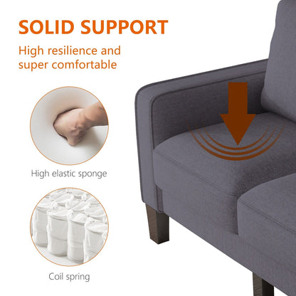 Upholstered 3-Seat Sofa with Ottoman, Removable Cushion Cover and Small Storage Space