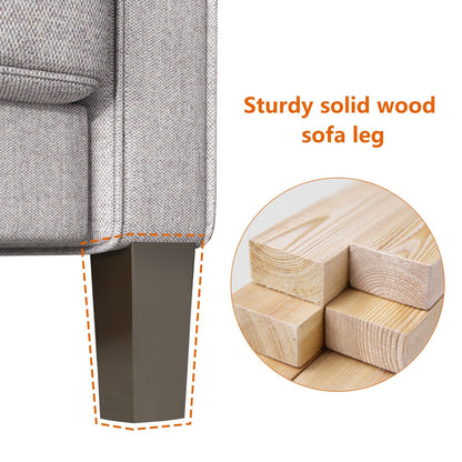 Upholstered 3-Seat Sofa with Ottoman, Removable Cushion Cover and Small Storage Space