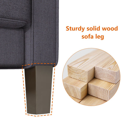 Upholstered 3-Seat Sofa with Ottoman, Removable Cushion Cover and Small Storage Space