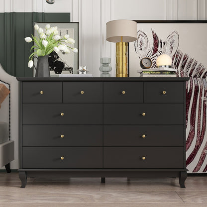 Commode double à 10 tiroirs pour chambre à coucher, commode blanche, grand espace de rangement