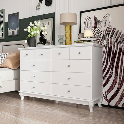 Commode double à 10 tiroirs pour chambre à coucher, commode blanche, grand espace de rangement