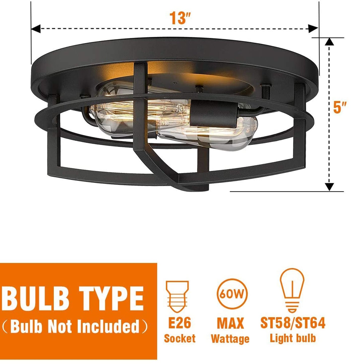 13 plafonniers industriels à 2 lampes encastrés