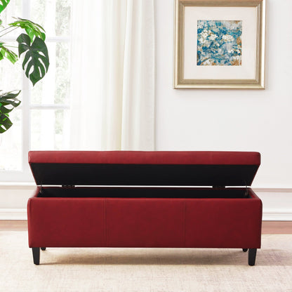 Pouf de rangement rectangulaire rembourré 50,3 x 17,50 x 18 po - Similicuir