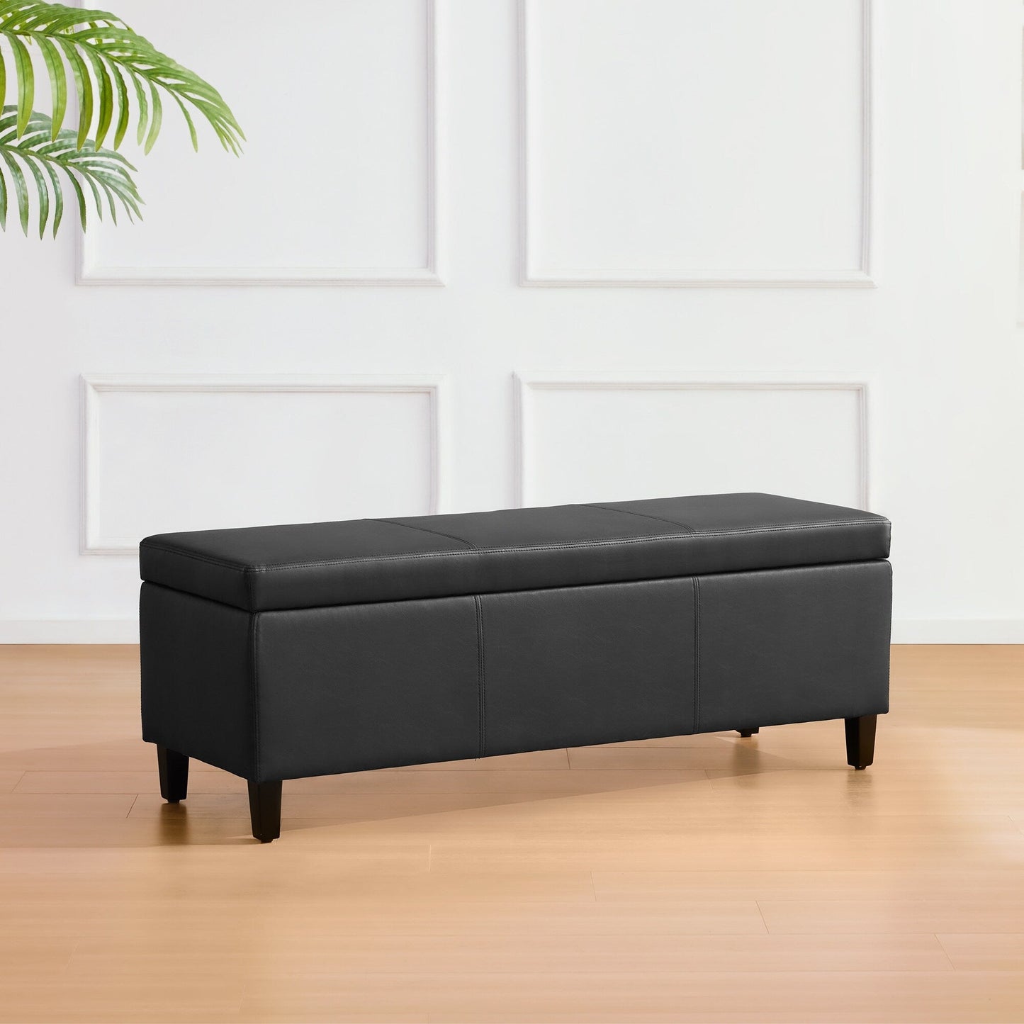 Pouf de rangement rectangulaire rembourré 50,3 x 17,50 x 18 po - Similicuir