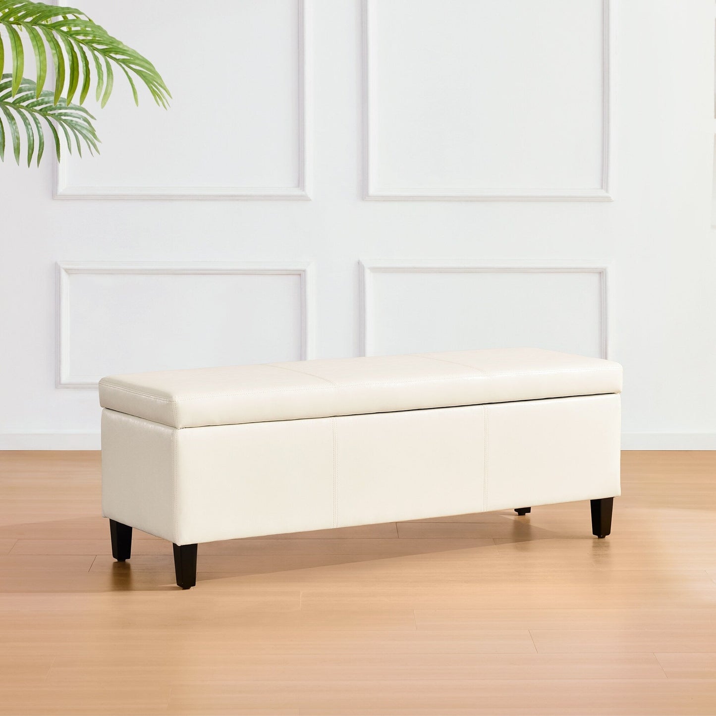 Pouf de rangement rectangulaire rembourré 50,3 x 17,50 x 18 po - Similicuir
