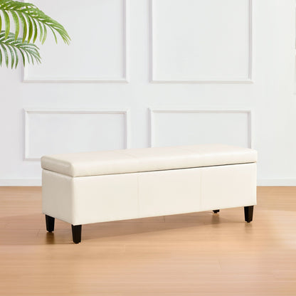 Pouf de rangement rectangulaire rembourré 50,3 x 17,50 x 18 po - Similicuir