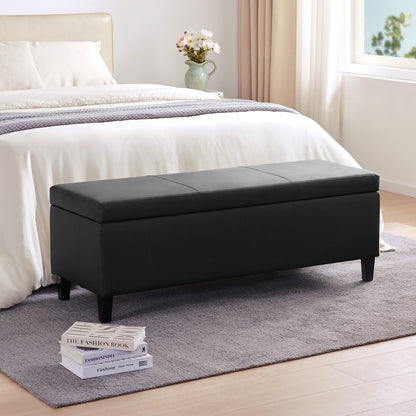 Pouf de rangement rectangulaire rembourré 50,3 x 17,50 x 18 po - Similicuir