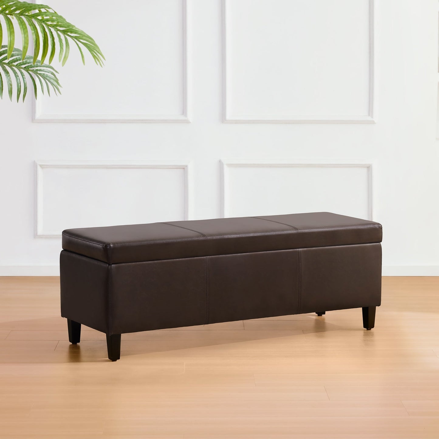 Pouf de rangement rectangulaire rembourré 50,3 x 17,50 x 18 po - Similicuir