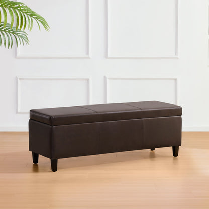 Pouf de rangement rectangulaire rembourré 50,3 x 17,50 x 18 po - Similicuir