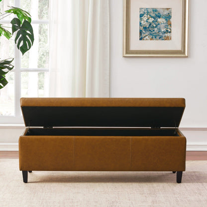Pouf de rangement rectangulaire rembourré 50,3 x 17,50 x 18 po - Similicuir