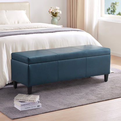 Pouf de rangement rectangulaire rembourré 50,3 x 17,50 x 18 po - Similicuir