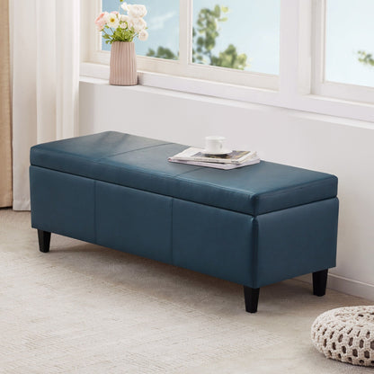 Pouf de rangement rectangulaire rembourré 50,3 x 17,50 x 18 po - Similicuir