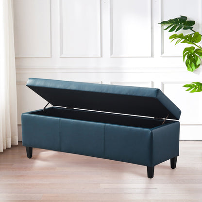 Pouf de rangement rectangulaire rembourré 50,3 x 17,50 x 18 po - Similicuir