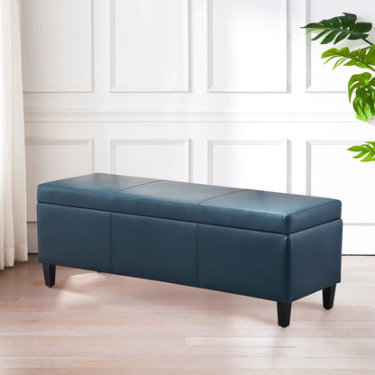 Pouf de rangement rectangulaire rembourré 50,3 x 17,50 x 18 po - Similicuir