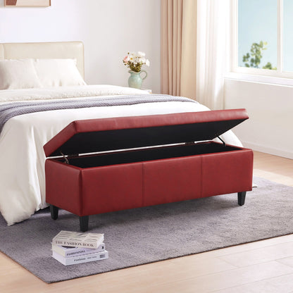 Pouf de rangement rectangulaire rembourré 50,3 x 17,50 x 18 po - Similicuir