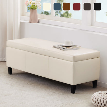 Pouf de rangement rectangulaire rembourré 50,3 x 17,50 x 18 po - Similicuir