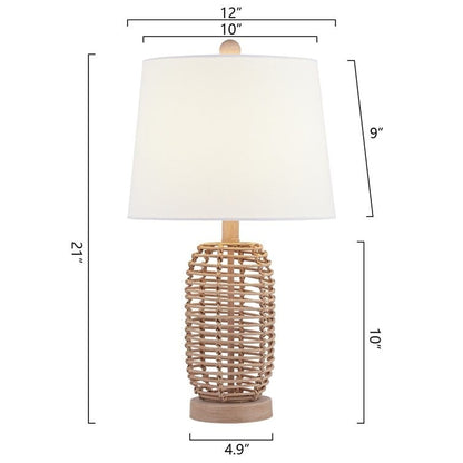 Lot de 2 lampes de chevet en rotin naturel (12 x 12 x 21 cm)
