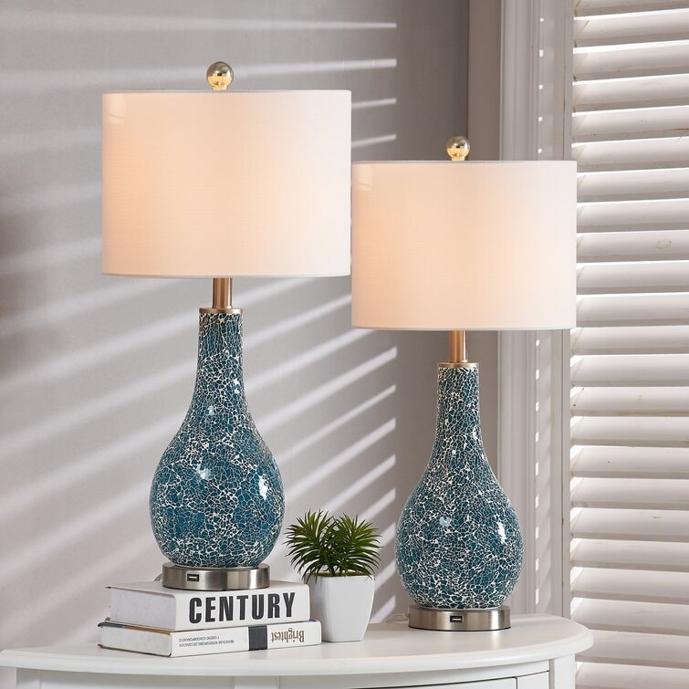 Ensemble de lampes de table en verre avec port USB (lot de 2)