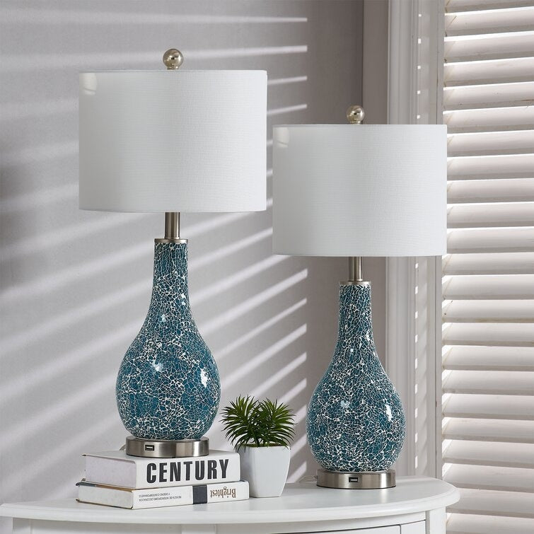 Ensemble de lampes de table en verre avec port USB (lot de 2)