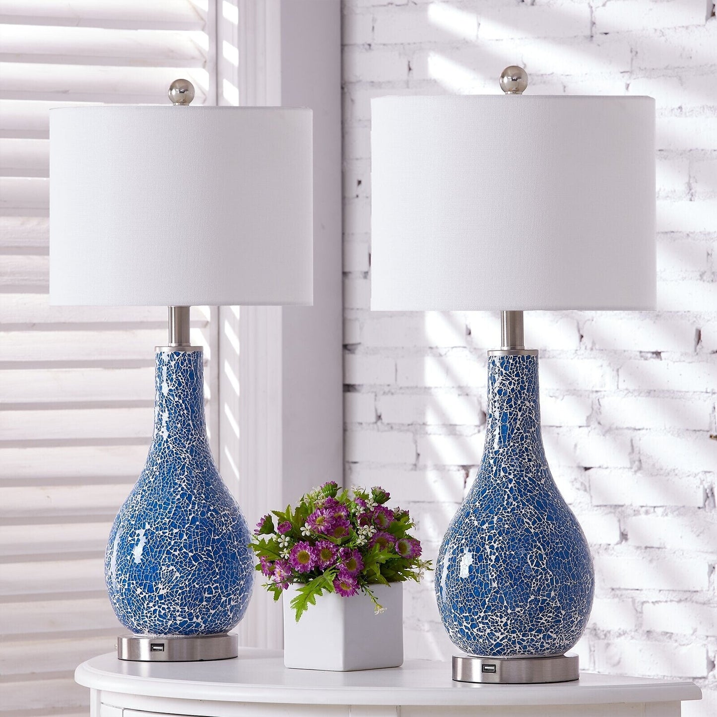 Ensemble de lampes de table en verre avec port USB (lot de 2)
