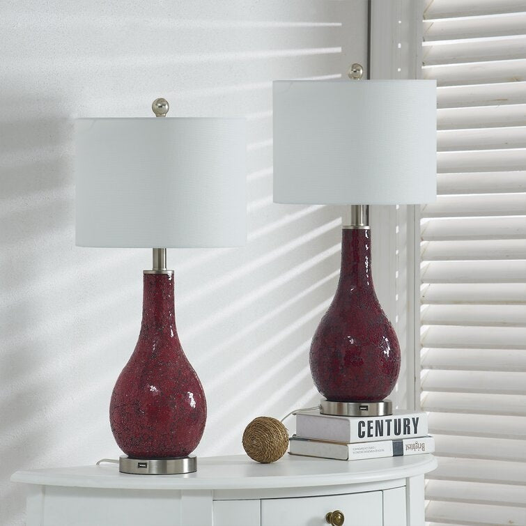 Ensemble de lampes de table en verre avec port USB (lot de 2)
