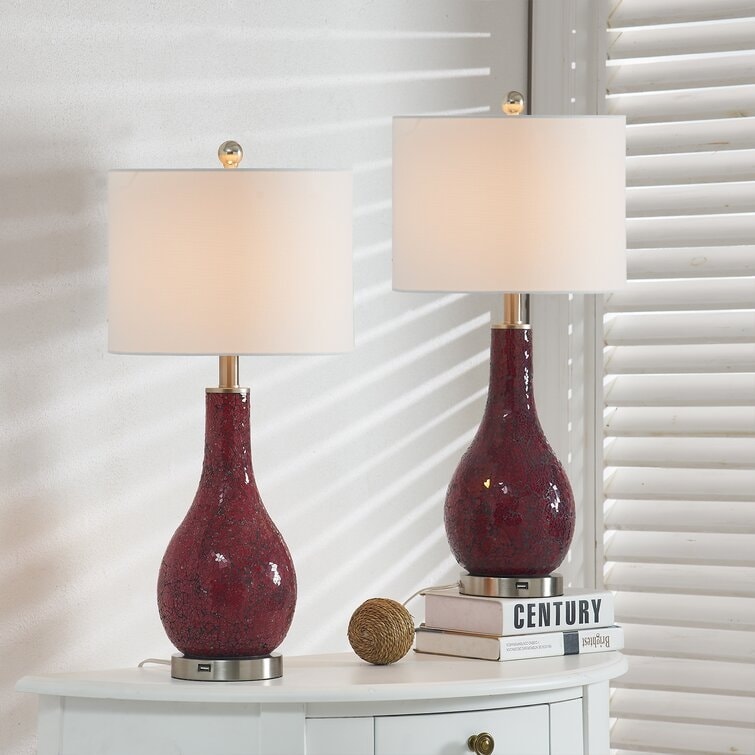 Ensemble de lampes de table en verre avec port USB (lot de 2)