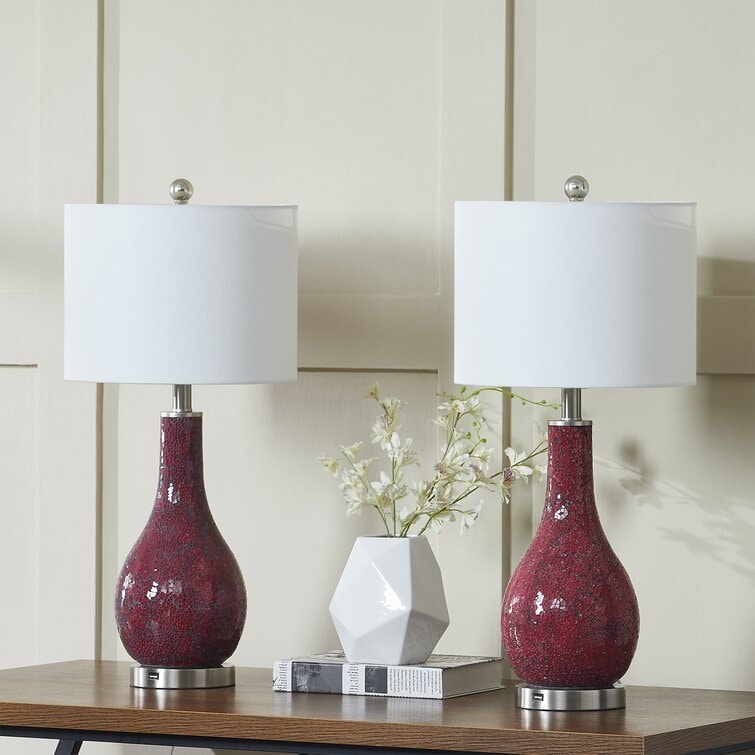 Ensemble de lampes de table en verre avec port USB (lot de 2)