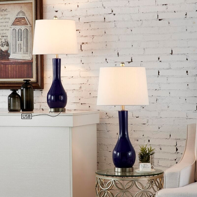 Ensemble de lampes de table en céramique 28,5 avec USB (lot de 2)