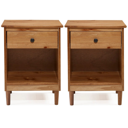 Table de chevet Walker Edison Bullrushes à 1 tiroir en bois massif (lot de 2)