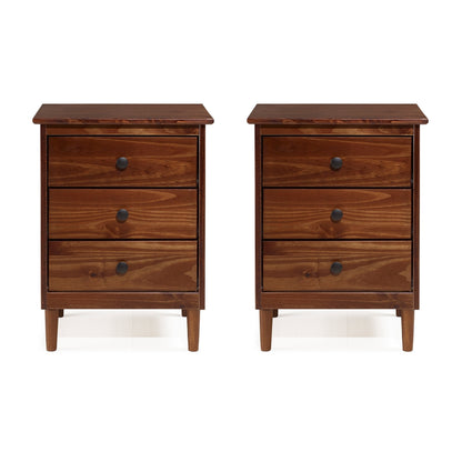 Table de chevet 3 tiroirs en bois massif Walker Edison Bullrushes, lot de 2