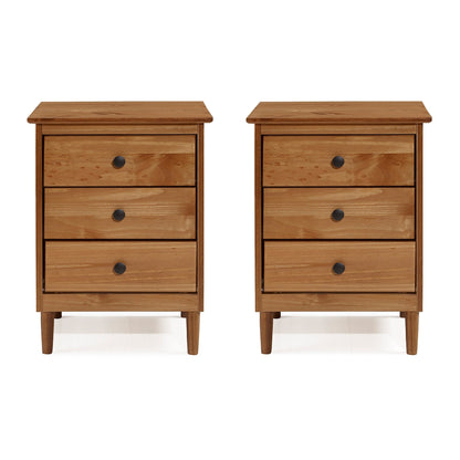 Table de chevet 3 tiroirs en bois massif Walker Edison Bullrushes, lot de 2