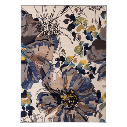 Tapis antidérapant moderne à fleurs lumineuses World Rug Gallery, multicolore