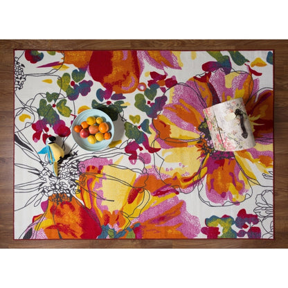 Tapis antidérapant moderne à fleurs lumineuses World Rug Gallery, multicolore