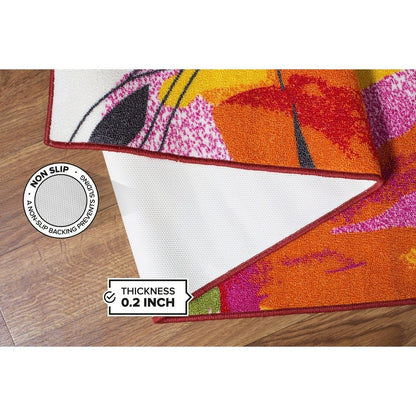 Tapis antidérapant moderne à fleurs lumineuses World Rug Gallery, multicolore