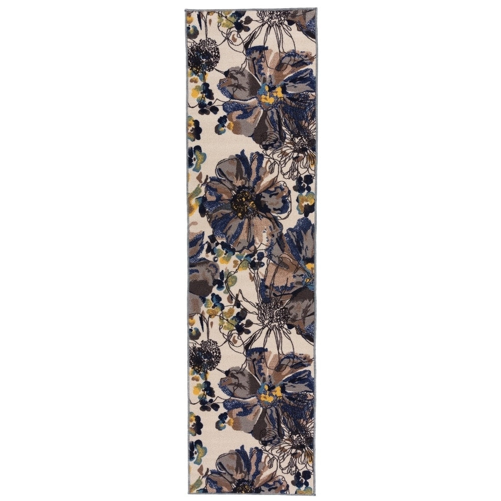 Tapis antidérapant moderne à fleurs lumineuses World Rug Gallery, multicolore