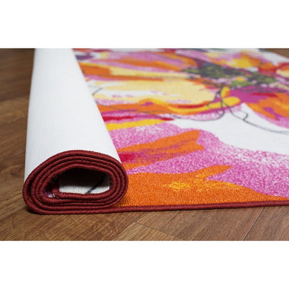 Tapis antidérapant moderne à fleurs lumineuses World Rug Gallery, multicolore