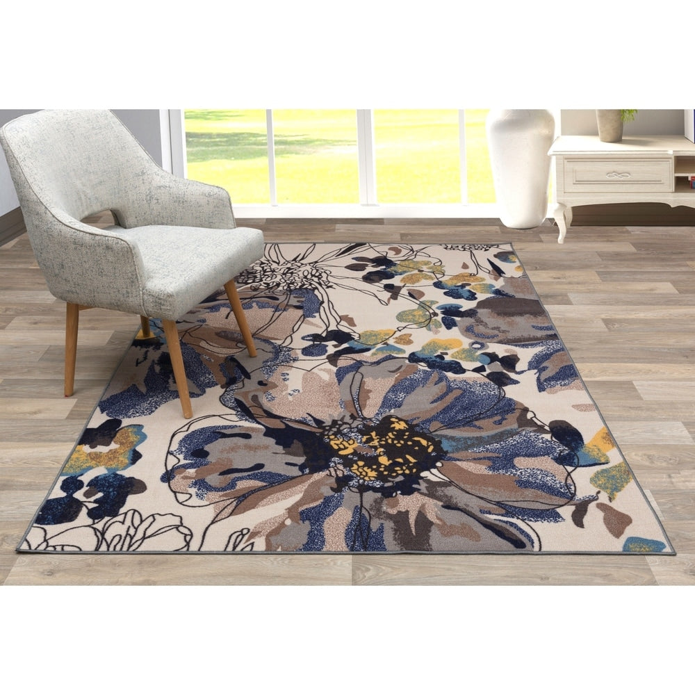 Tapis antidérapant moderne à fleurs lumineuses World Rug Gallery, multicolore