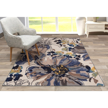 Tapis antidérapant moderne à fleurs lumineuses World Rug Gallery, multicolore