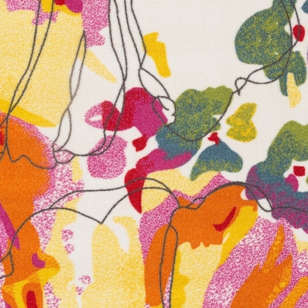 Tapis antidérapant moderne à fleurs lumineuses World Rug Gallery, multicolore