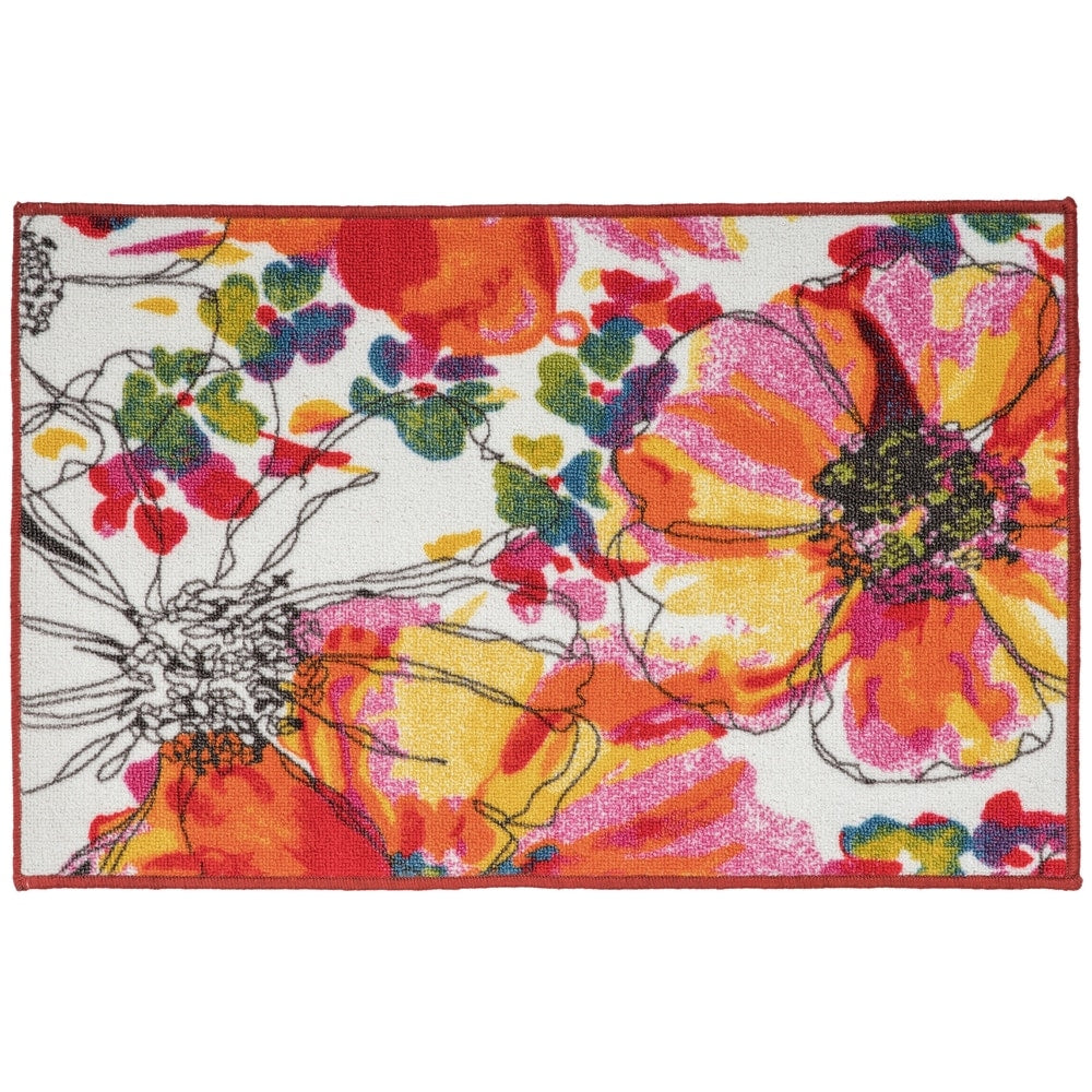 Tapis antidérapant moderne à fleurs lumineuses World Rug Gallery, multicolore
