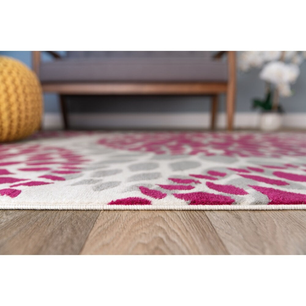 Tapis moderne à motifs floraux circulaires de la World Rug Gallery
