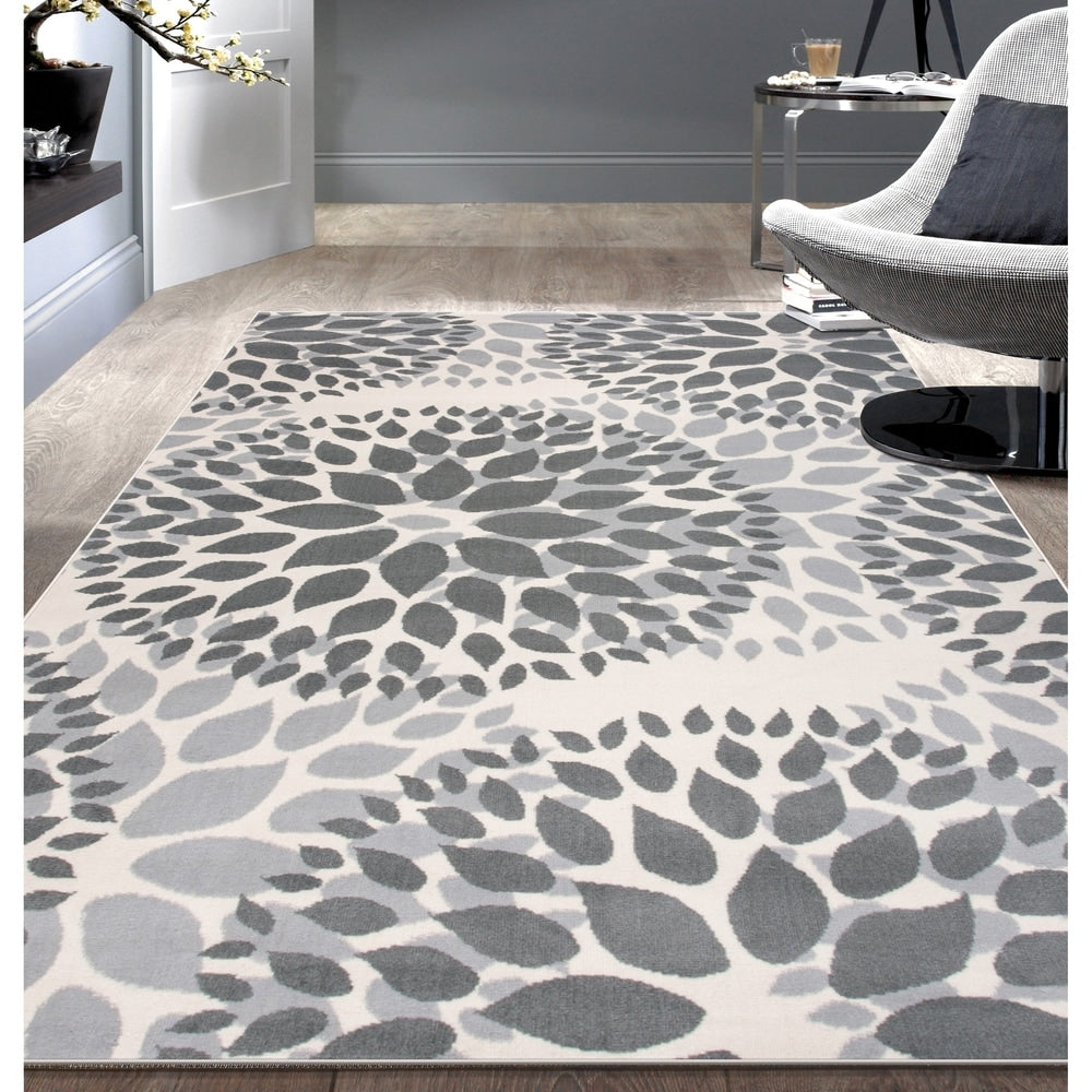 Tapis moderne à motifs floraux circulaires de la World Rug Gallery