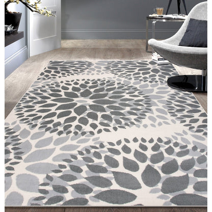 Tapis moderne à motifs floraux circulaires de la World Rug Gallery